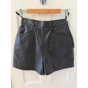 Wilson's Vintage Black Genuine Leather Shorts High Waist Size 8 Bikercore